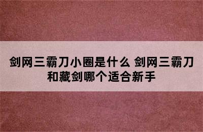 剑网三霸刀小圈是什么 剑网三霸刀和藏剑哪个适合新手